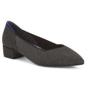 NEW ROTHY'S The High Point Comfort Heeled Sandal Shoes Slip On Herringbone Black